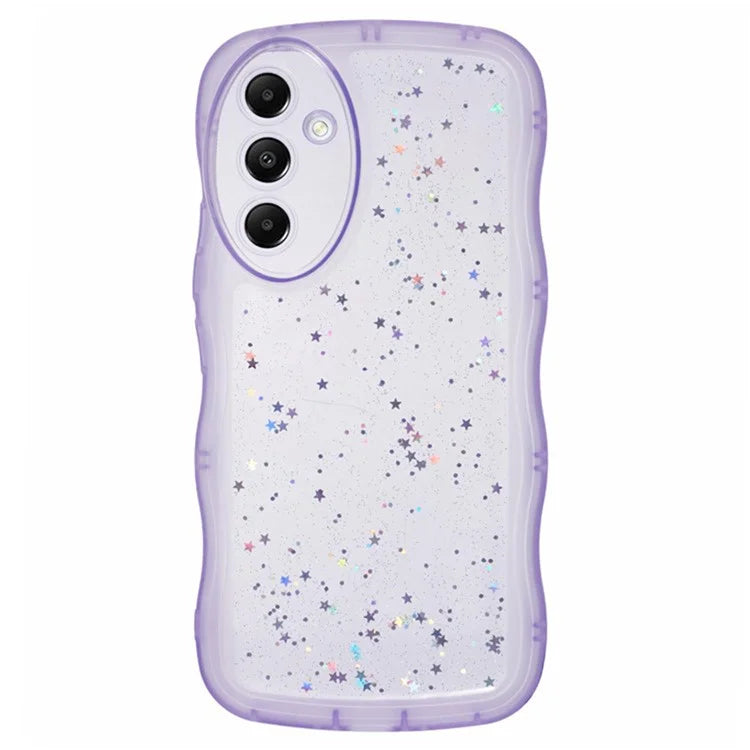 WANLONFENG JWT Series for Samsung Galaxy A55 5G TPU Case Epoxy Phone Cover Wavy Edge with Tempered Glass