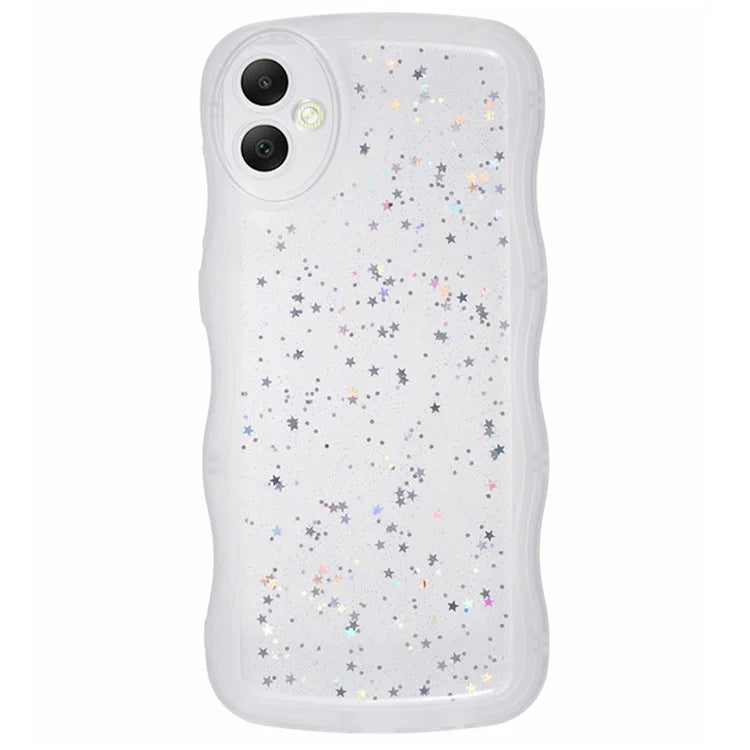 WANLONFENG JWT Series for Samsung Galaxy A05 4G TPU Case Epoxy Phone Cover Wavy Edge with Tempered Glass