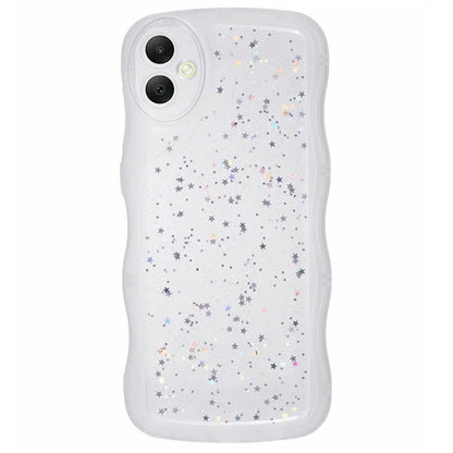 WANLONFENG JWT Series for Samsung Galaxy A05 4G TPU Case Epoxy Phone Cover Wavy Edge with Tempered Glass