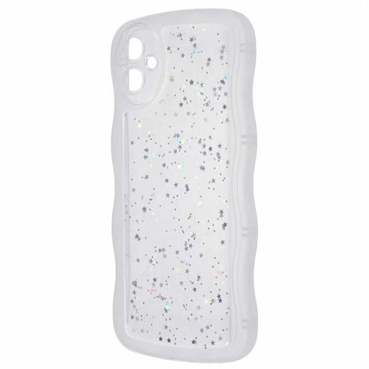 WANLONFENG JWT Series for Samsung Galaxy A05 4G TPU Case Epoxy Phone Cover Wavy Edge with Tempered Glass