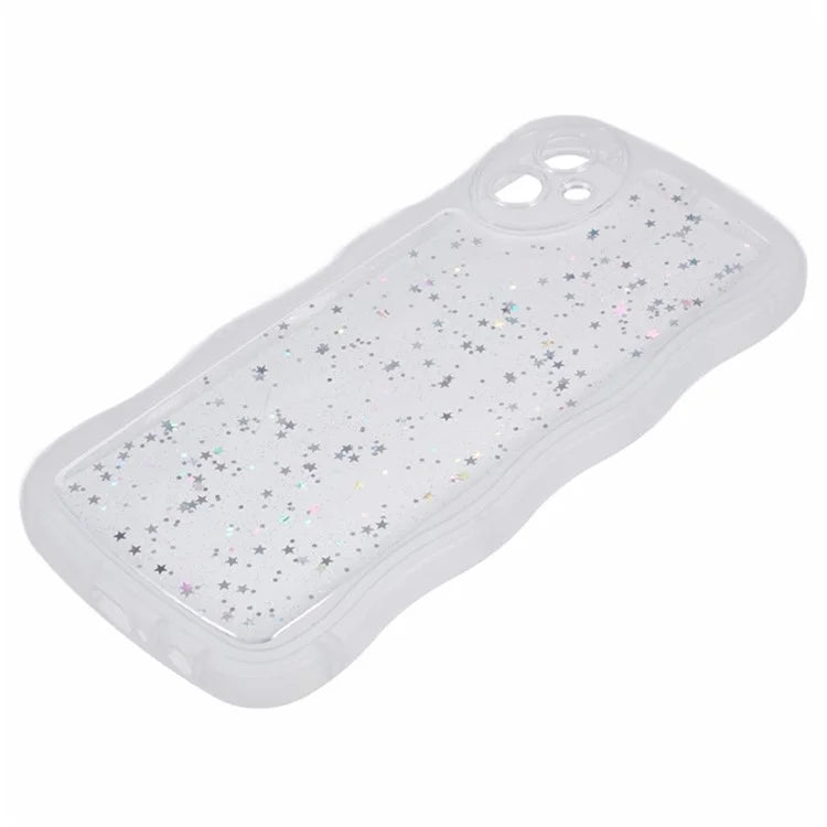 WANLONFENG JWT Series for Samsung Galaxy A05 4G TPU Case Epoxy Phone Cover Wavy Edge with Tempered Glass