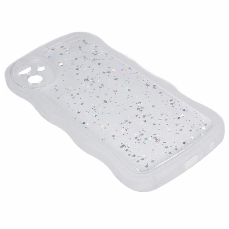 WANLONFENG JWT Series for Samsung Galaxy A05 4G TPU Case Epoxy Phone Cover Wavy Edge with Tempered Glass
