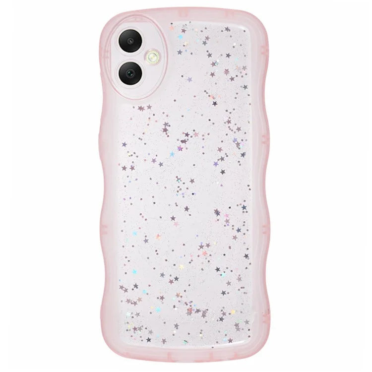 WANLONFENG JWT Series for Samsung Galaxy A05 4G TPU Case Epoxy Phone Cover Wavy Edge with Tempered Glass