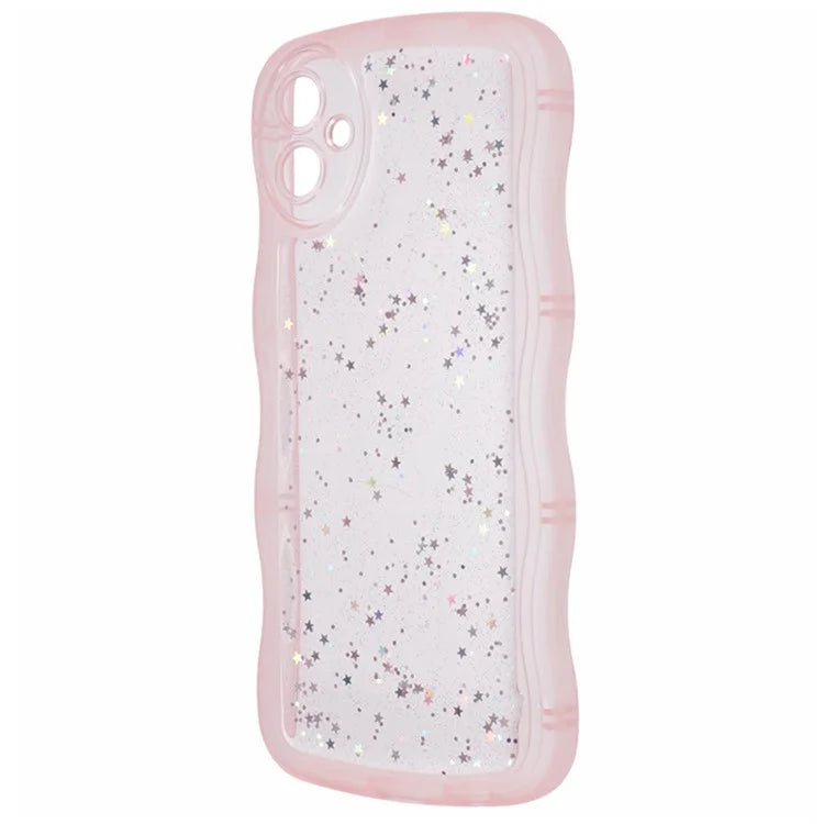 WANLONFENG JWT Series for Samsung Galaxy A05 4G TPU Case Epoxy Phone Cover Wavy Edge with Tempered Glass