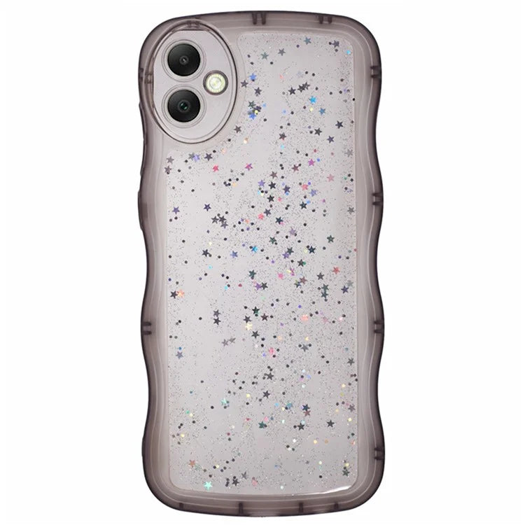 WANLONFENG JWT Series for Samsung Galaxy A05 4G TPU Case Epoxy Phone Cover Wavy Edge with Tempered Glass