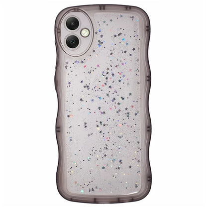 WANLONFENG JWT Series for Samsung Galaxy A05 4G TPU Case Epoxy Phone Cover Wavy Edge with Tempered Glass