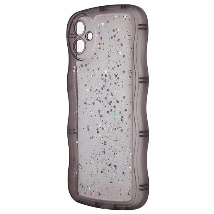 WANLONFENG JWT Series for Samsung Galaxy A05 4G TPU Case Epoxy Phone Cover Wavy Edge with Tempered Glass