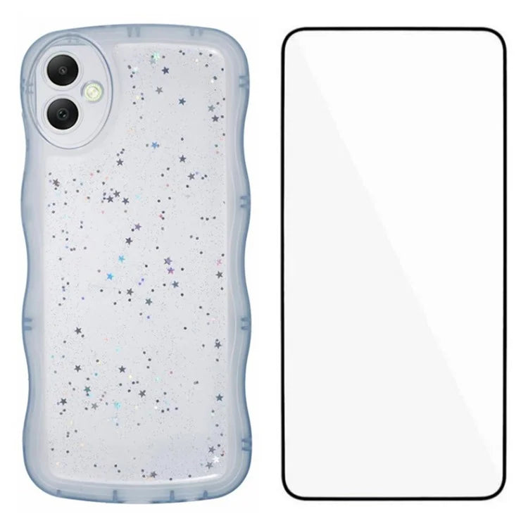WANLONFENG JWT Series for Samsung Galaxy A05 4G TPU Case Epoxy Phone Cover Wavy Edge with Tempered Glass