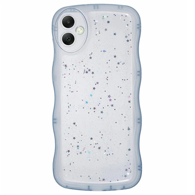 WANLONFENG JWT Series for Samsung Galaxy A05 4G TPU Case Epoxy Phone Cover Wavy Edge with Tempered Glass