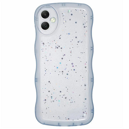 WANLONFENG JWT Series for Samsung Galaxy A05 4G TPU Case Epoxy Phone Cover Wavy Edge with Tempered Glass