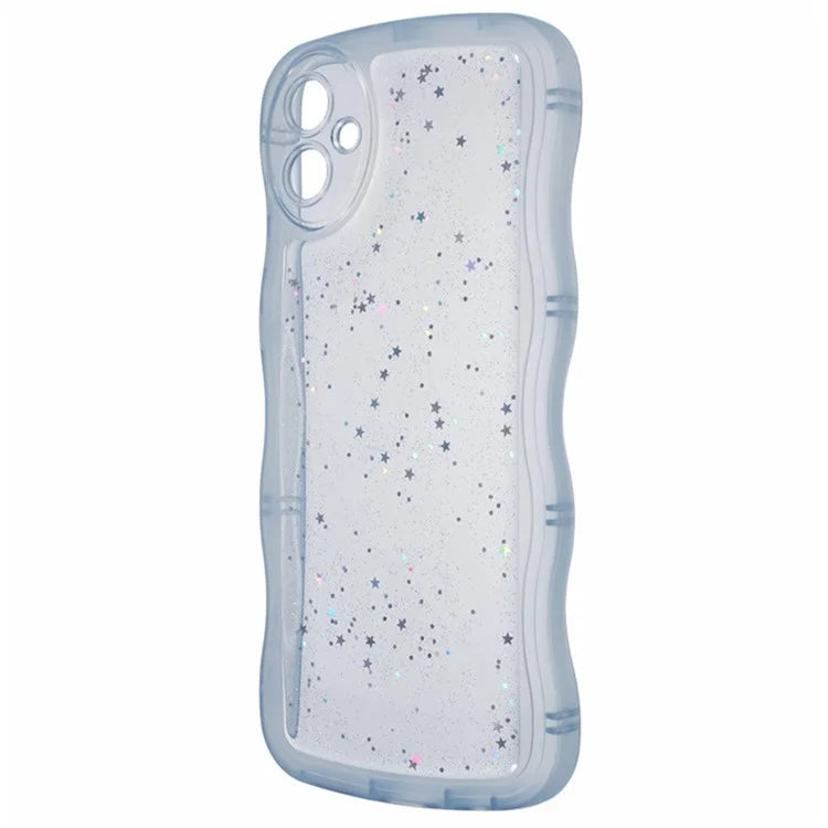 WANLONFENG JWT Series for Samsung Galaxy A05 4G TPU Case Epoxy Phone Cover Wavy Edge with Tempered Glass