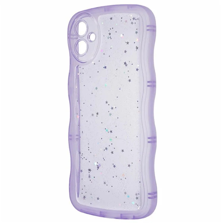 WANLONFENG JWT Series for Samsung Galaxy A05 4G TPU Case Epoxy Phone Cover Wavy Edge with Tempered Glass