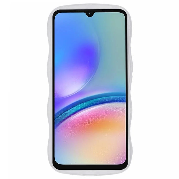 WANLONFENG JWT Series for Samsung Galaxy A15 4G  /  5G TPU Case Epoxy Phone Cover Wavy Edge with Tempered Glass