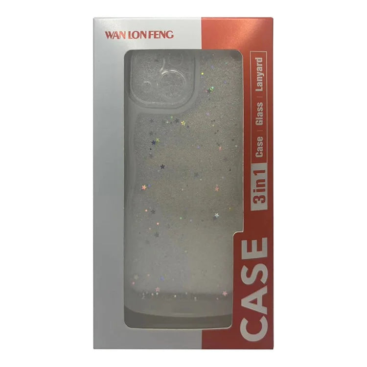 WANLONFENG JWT Series for Samsung Galaxy A15 4G  /  5G TPU Case Epoxy Phone Cover Wavy Edge with Tempered Glass