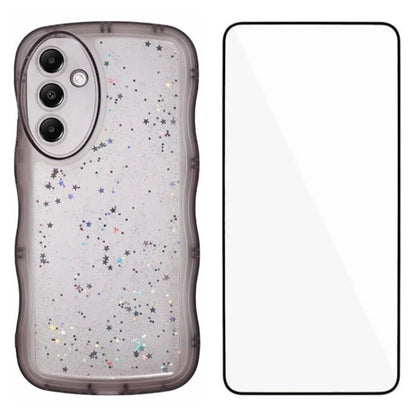 WANLONFENG JWT Series for Samsung Galaxy A15 4G  /  5G TPU Case Epoxy Phone Cover Wavy Edge with Tempered Glass