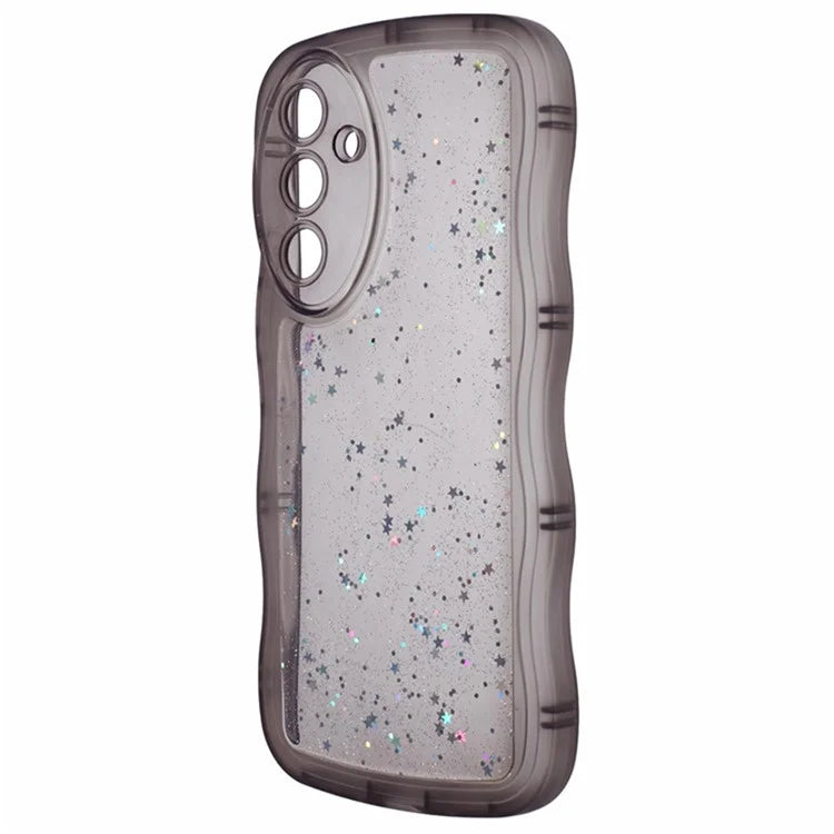WANLONFENG JWT Series for Samsung Galaxy A15 4G  /  5G TPU Case Epoxy Phone Cover Wavy Edge with Tempered Glass