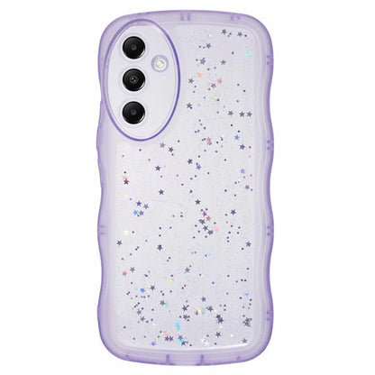 WANLONFENG JWT Series for Samsung Galaxy A15 4G  /  5G TPU Case Epoxy Phone Cover Wavy Edge with Tempered Glass