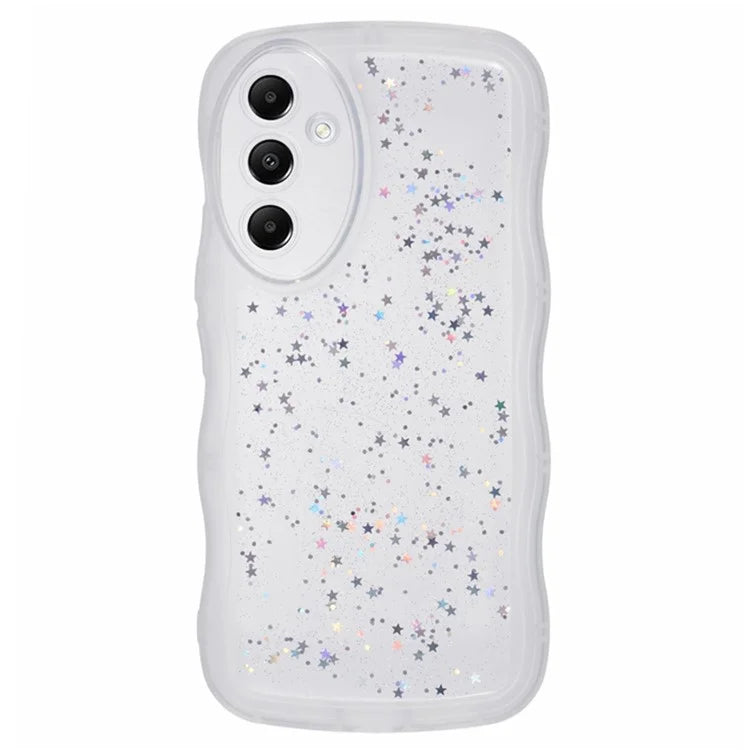 WANLONFENG JWT Series for Samsung Galaxy A54 5G TPU Case Epoxy Phone Cover Wavy Edge with Tempered Glass