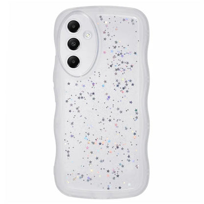 WANLONFENG JWT Series for Samsung Galaxy A54 5G TPU Case Epoxy Phone Cover Wavy Edge with Tempered Glass