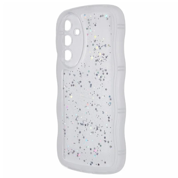 WANLONFENG JWT Series for Samsung Galaxy A54 5G TPU Case Epoxy Phone Cover Wavy Edge with Tempered Glass