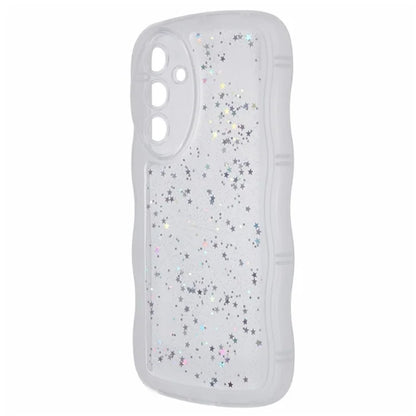 WANLONFENG JWT Series for Samsung Galaxy A54 5G TPU Case Epoxy Phone Cover Wavy Edge with Tempered Glass