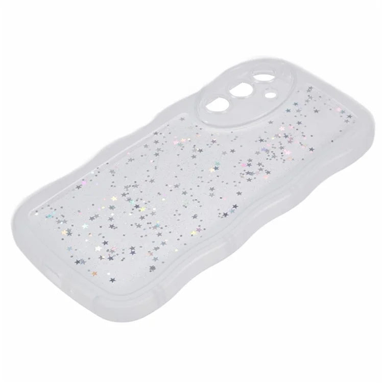 WANLONFENG JWT Series for Samsung Galaxy A34 5G TPU Case Epoxy Phone Cover Wavy Edge with Tempered Glass