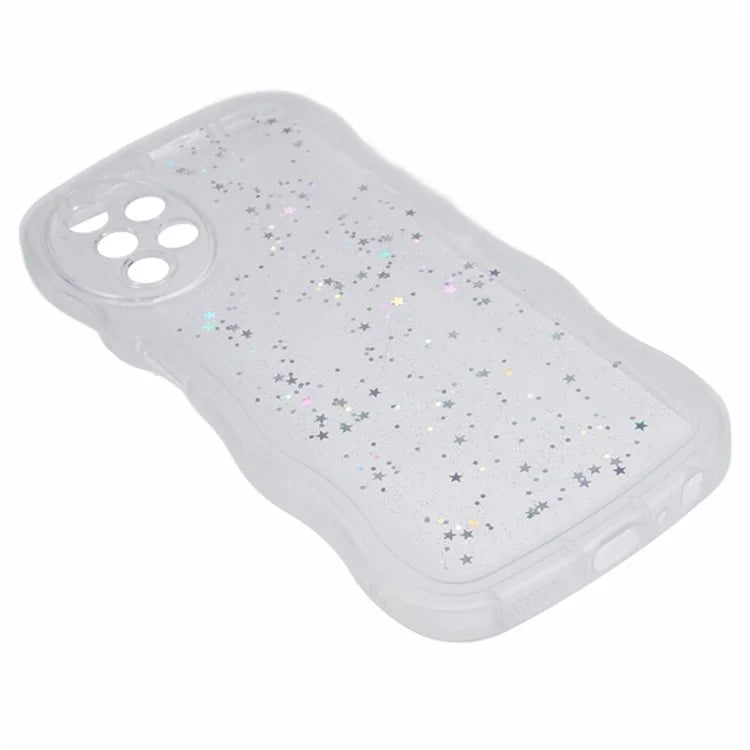 WANLONFENG JWT Series for Samsung Galaxy A53 5G TPU Case Epoxy Phone Cover Wavy Edge with Tempered Glass