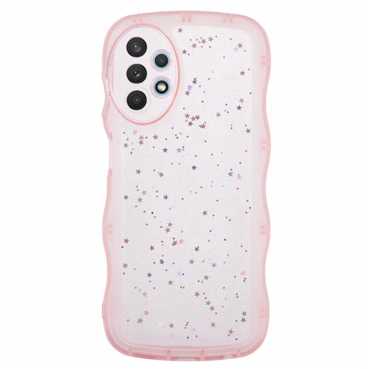 WANLONFENG JWT Series for Samsung Galaxy A53 5G TPU Case Epoxy Phone Cover Wavy Edge with Tempered Glass