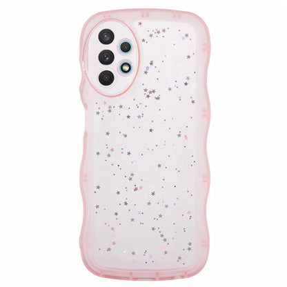 WANLONFENG JWT Series for Samsung Galaxy A53 5G TPU Case Epoxy Phone Cover Wavy Edge with Tempered Glass