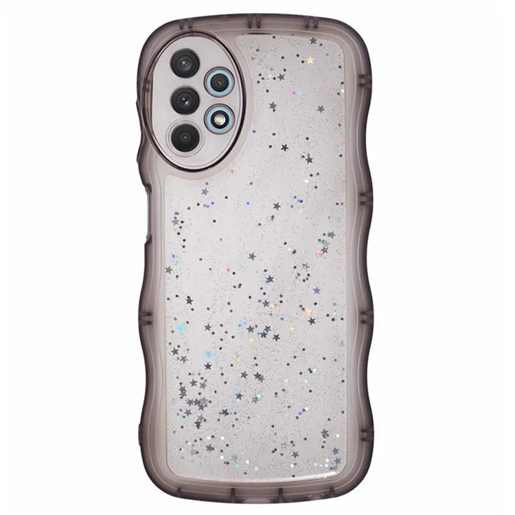 WANLONFENG JWT Series for Samsung Galaxy A53 5G TPU Case Epoxy Phone Cover Wavy Edge with Tempered Glass
