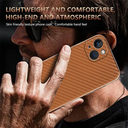 AZNS For iPhone 13 Case Electroplating Carbon Fiber Texture PU+TPU Phone Cover