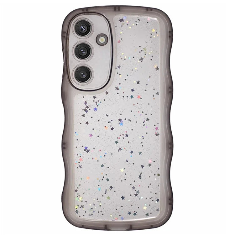 WANLONFENG JWT Series for Samsung Galaxy S24+ TPU Case Epoxy Phone Cover Wavy Edge with Tempered Glass