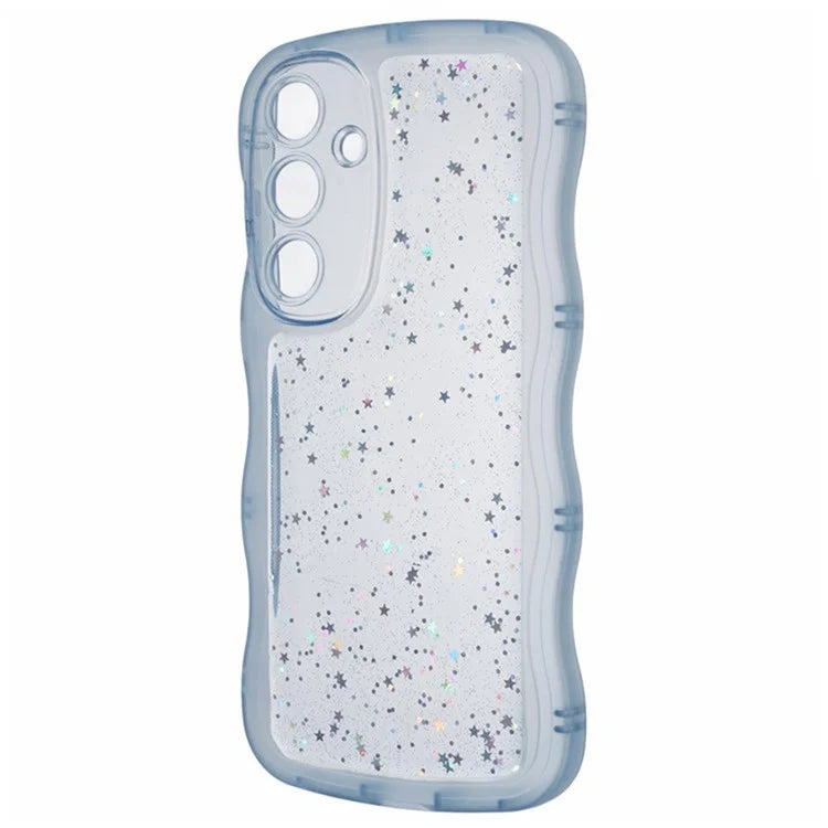 WANLONFENG JWT Series for Samsung Galaxy S24+ TPU Case Epoxy Phone Cover Wavy Edge with Tempered Glass