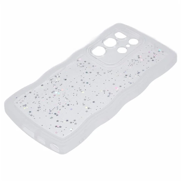 WANLONFENG JWT Series for Samsung Galaxy S24 Ultra TPU Case Epoxy Phone Cover Wavy Edge with Tempered Glass