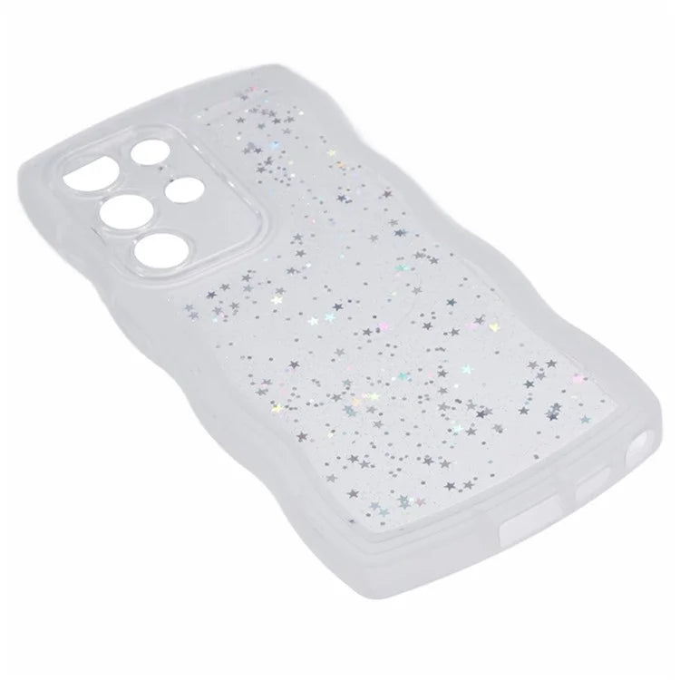 WANLONFENG JWT Series for Samsung Galaxy S24 Ultra TPU Case Epoxy Phone Cover Wavy Edge with Tempered Glass