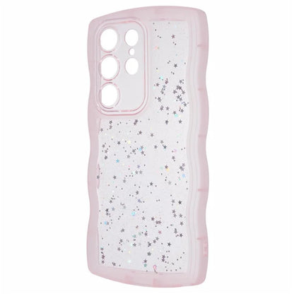 WANLONFENG JWT Series for Samsung Galaxy S24 Ultra TPU Case Epoxy Phone Cover Wavy Edge with Tempered Glass