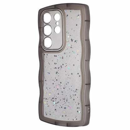 WANLONFENG JWT Series for Samsung Galaxy S24 Ultra TPU Case Epoxy Phone Cover Wavy Edge with Tempered Glass