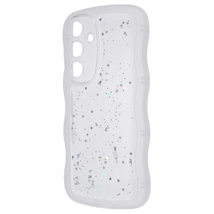 WANLONFENG JWT Series for Samsung Galaxy S24 TPU Case Epoxy Phone Cover Wavy Edge with Tempered Glass