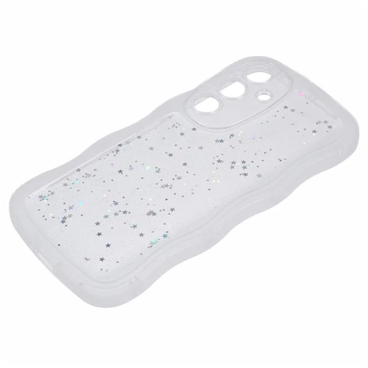 WANLONFENG JWT Series for Samsung Galaxy S24 TPU Case Epoxy Phone Cover Wavy Edge with Tempered Glass