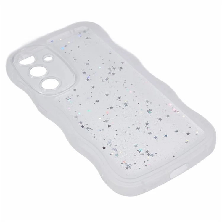 WANLONFENG JWT Series for Samsung Galaxy S24 TPU Case Epoxy Phone Cover Wavy Edge with Tempered Glass