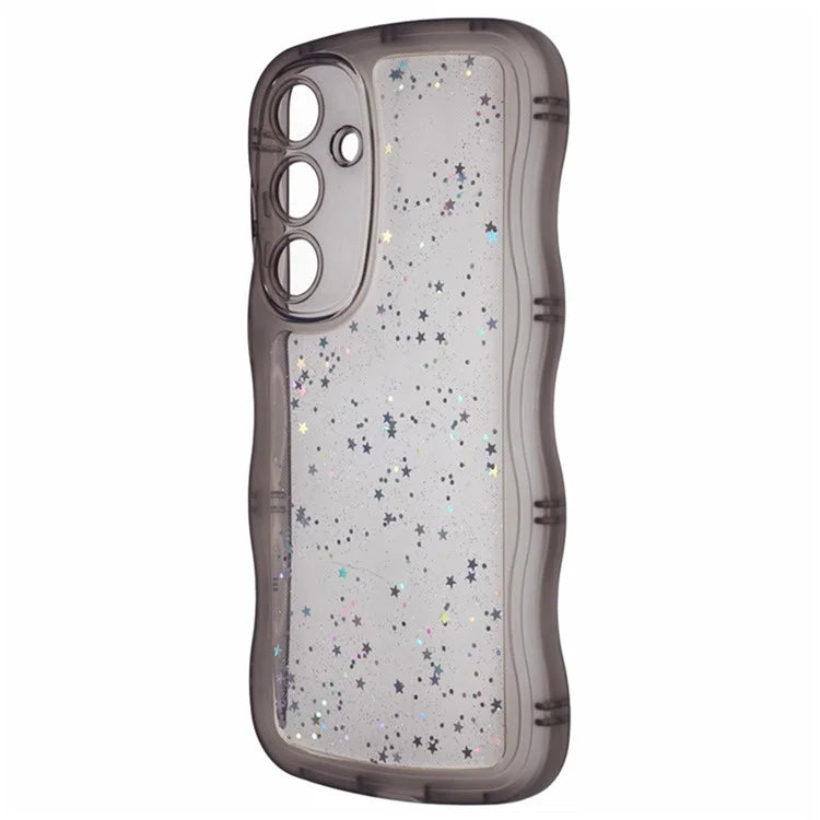 WANLONFENG JWT Series for Samsung Galaxy S24 TPU Case Epoxy Phone Cover Wavy Edge with Tempered Glass
