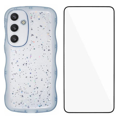 WANLONFENG JWT Series for Samsung Galaxy S24 TPU Case Epoxy Phone Cover Wavy Edge with Tempered Glass