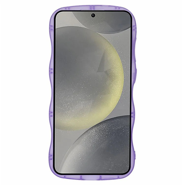 WANLONFENG JWT Series for Samsung Galaxy S24 TPU Case Epoxy Phone Cover Wavy Edge with Tempered Glass