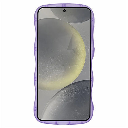 WANLONFENG JWT Series for Samsung Galaxy S24 TPU Case Epoxy Phone Cover Wavy Edge with Tempered Glass
