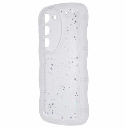 WANLONFENG JWT Series for Samsung Galaxy S23 TPU Case Epoxy Phone Cover Wavy Edge with Tempered Glass