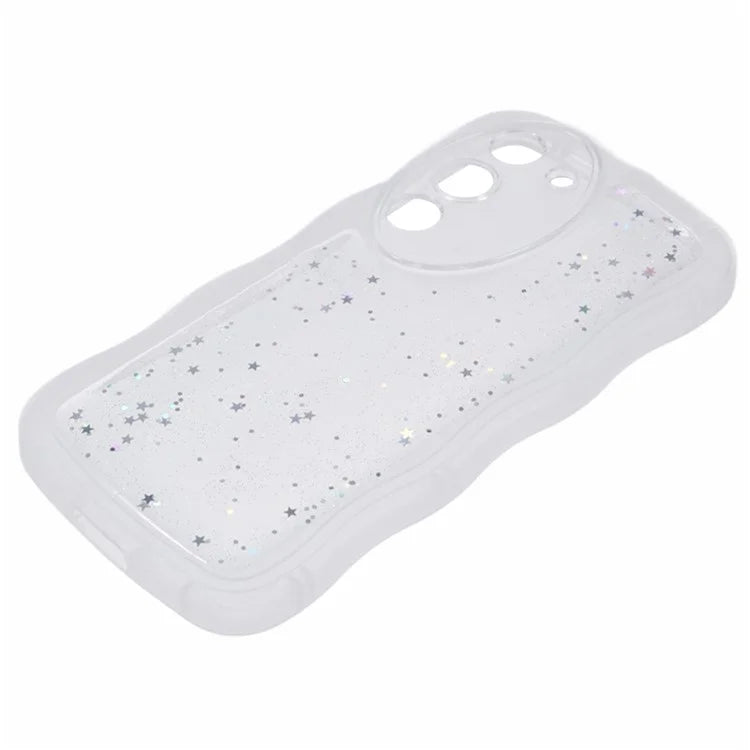 WANLONFENG JWT Series for Samsung Galaxy S23 TPU Case Epoxy Phone Cover Wavy Edge with Tempered Glass