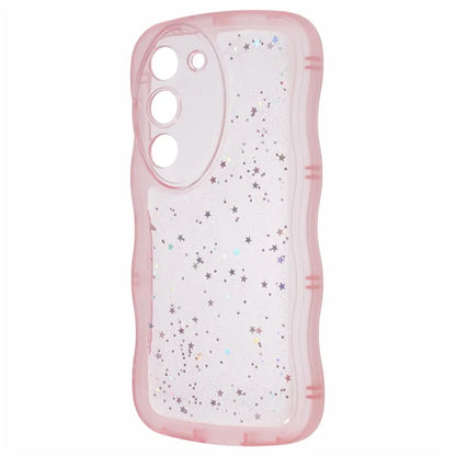 WANLONFENG JWT Series for Samsung Galaxy S23 TPU Case Epoxy Phone Cover Wavy Edge with Tempered Glass