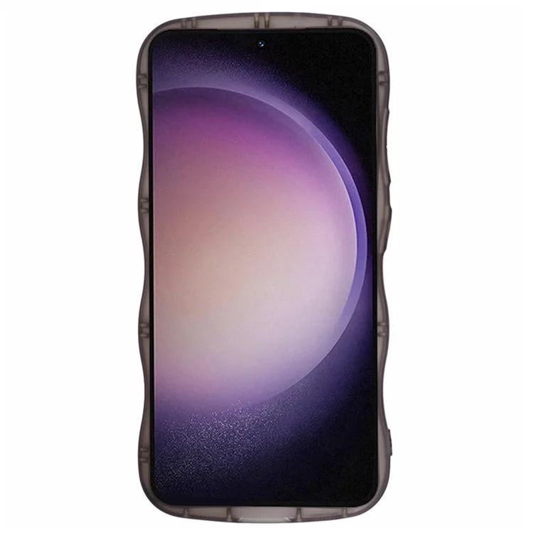 WANLONFENG JWT Series for Samsung Galaxy S23 TPU Case Epoxy Phone Cover Wavy Edge with Tempered Glass