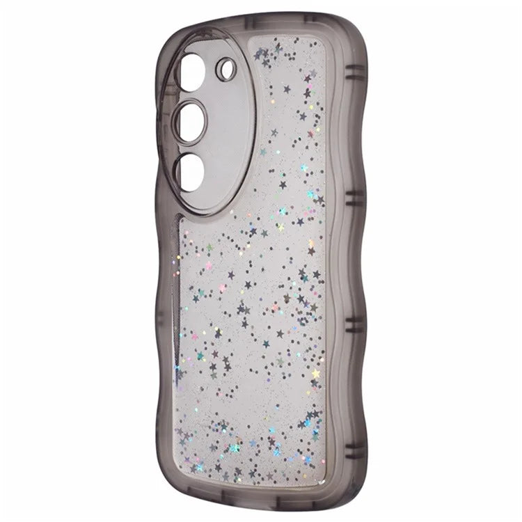 WANLONFENG JWT Series for Samsung Galaxy S23 TPU Case Epoxy Phone Cover Wavy Edge with Tempered Glass