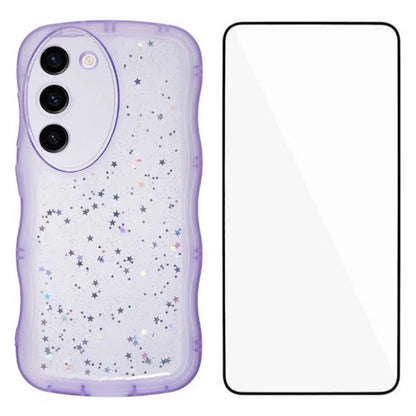 WANLONFENG JWT Series for Samsung Galaxy S23 TPU Case Epoxy Phone Cover Wavy Edge with Tempered Glass